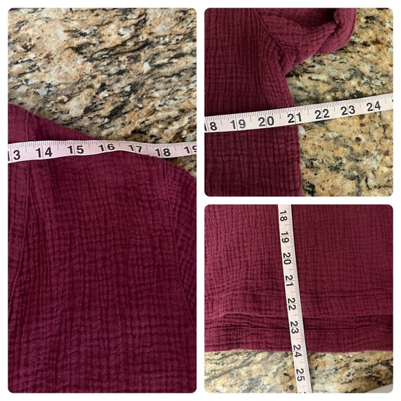 DEAR JOHN Women's Jailee Blouse Burgundy Pullover Gauze Slub Knit Beach Boho M - Picture 6 of 9